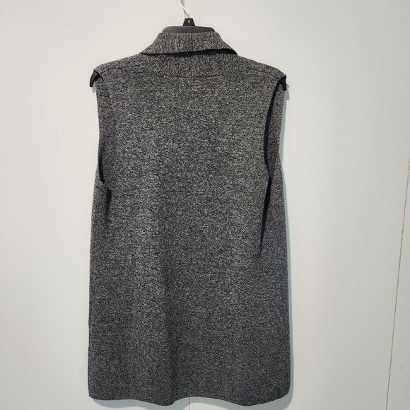 Talbots Open Front Sleeveless Sweater Vest Cardigan Black Gray Cotton - Medium - Picture 5 of 5